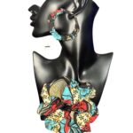 Handmade African Ankara Fabric Print Matching scrunchies and Earrings Duo set