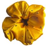Handmade Large size Yellow Rhinestone Bling Scrunchies
