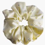 Handmade Large size Cream Rhinestone Bling Scrunchies