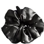 Handmade Large size Black Rhinestone Bling Scrunchies