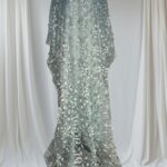 Applique Flower Kaftan Chiffon Sky Blue Dress | Free-Size 10 - 20 | 56” Length | Floral Women’s Dress”