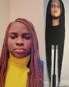 42 inches Handmade Full Lace Braided Wig | Glueless wig | Lightweight braided Wig | Black Color | Glue-In Style | Natural Look | Hair Extensions