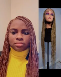 42 inches Handmade Full Lace Box Braided Wig |  Lightweight braided Wig | Glueless and Glue-friendly | Color 27 | Glue-In Style | Natural Look | Hair Extensions
