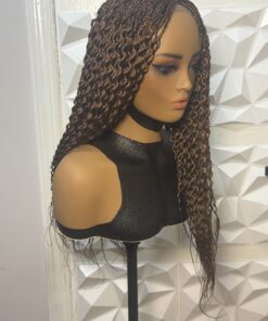 DeNob 24 inches Handmade Braided 4X4 Closure Wig – Auburn Curly Watermelon Color #30, Lightweight & Glue less 4x6 Lace Front Wig