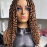 DeNob 24 inches Handmade Braided Wig – Auburn Curly Watermelon Color #30, Lightweight & Glue less 4x6 Lace Front Wig