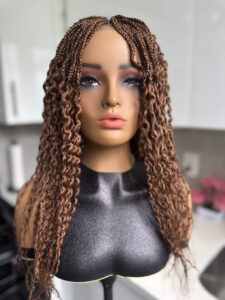 DeNob 24 inches Handmade Braided Wig – Auburn Curly Watermelon Color #30, Lightweight & Glue less 4x6 Lace Front Wig