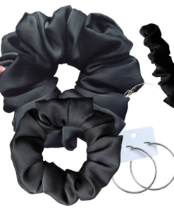 DeNob Black 4-in-1 Handmade Matte Satin Hair Accessories Set