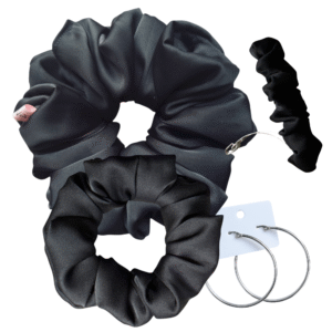 DeNob Black 4-in-1 Handmade Matte Satin Hair Accessories Set