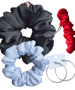 DeNob Black Mix 4-in-1 Handmade Matte Satin Hair Accessories Set
