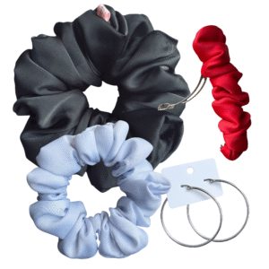 DeNob Black Mix 4-in-1 Handmade Matte Satin Hair Accessories Set