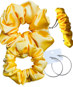 DeNob Yellow 4-in-1 Handmade Matte Satin Hair Accessories Set