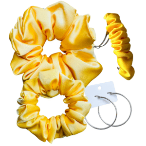 DeNob Yellow 4-in-1 Handmade Matte Satin Hair Accessories Set