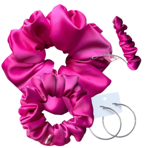 DeNob Pink 4-in-1 Handmade Matte Satin Hair Accessories Set
