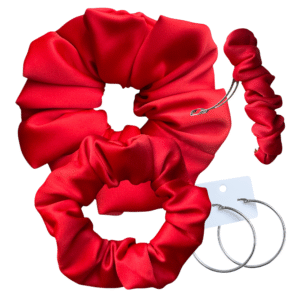 DeNob Red 4-in-1 Handmade Matte Satin Hair Accessories Set