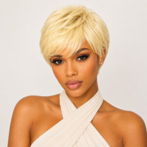 Glue less Pixie Cut Wig 100% Human Hair BLONDE (color 613)