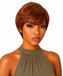 Glue less Pixie Cut Wig 100% Human Hair color 33 (Dark Auburn)