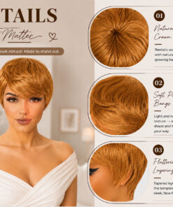 Alternative view of Glue less Pixie Cut Wig 100% Human Hair Gold