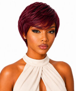 Glue less Pixie Cut Wig 100% Human Hair color 530 Burgundy