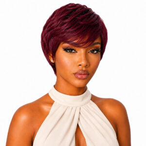 Glue less Pixie Cut Wig 100% Human Hair color 530 Burgundy