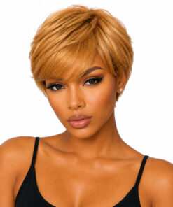 Glue less Pixie Cut Wig 100% Human Hair Gold