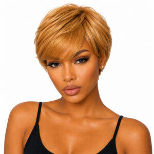 Glue less Pixie Cut Wig 100% Human Hair Gold