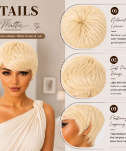 Alternative view of Glue less Pixie Cut Wig 100% Human Hair BLONDE (color 613)
