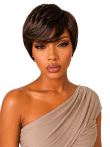 Glue less Pixie Cut Wig 100% Human Hair Brown (color 4)