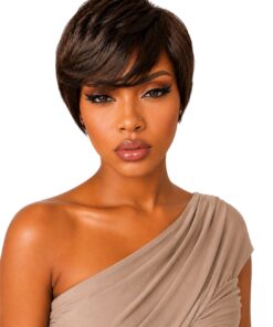 Glue less Pixie Cut Wig 100% Human Hair Brown (color 4)