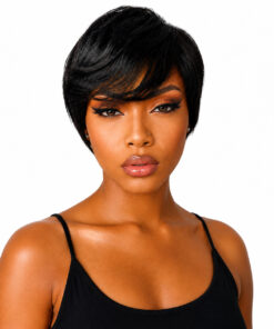 Glue less Pixie Cut Wig 100% Human Hair Black (color 1)