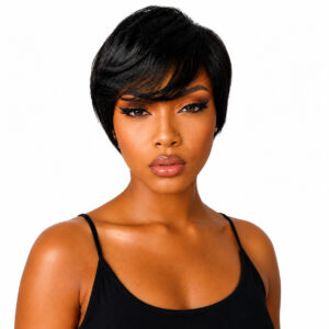 Glue less Pixie Cut Wig 100% Human Hair Black (color 1)