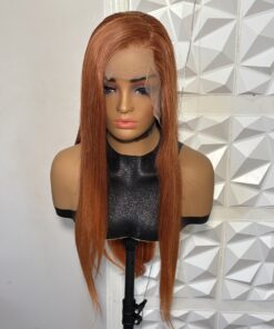 Alternative view of 24 inch Copper Ginger Full Lace Heat Safe Human Hair Blend Straight Wig