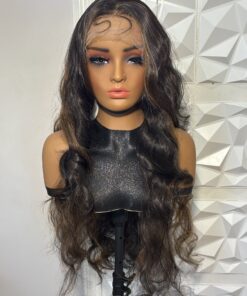 Alternative view of 30 inches Body Wave Brown Highlight HD Lace front Heat Safe Human Hair Blend