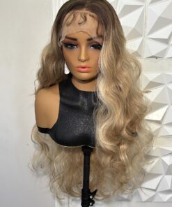30 inches Body Wave Ash Blonde HD Lace front Heat Safe Human Hair Blend