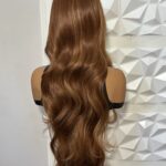 HD Lace 30 inch Loose Body Wave Wig Brown Highlight Heat Safe Human Hair Blend