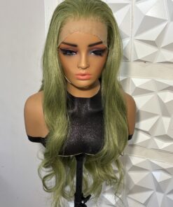 Alternative view of HD Lace 30 inch Loose Body Wave Wig Olive Green Heat Safe Human Hair Blend