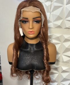 24 inch Heat Safe Human Hair Blend Lace Front Wig - Color Brown