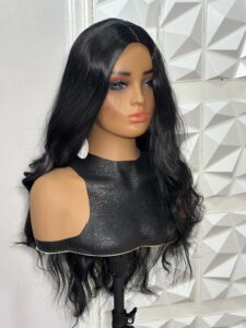 26 Inch Black Loose Body Wave Padded Closure Hair Blend Wig