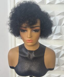Alternative view of 100% Human Hair Wig Short Jerry curl Glue-less wig