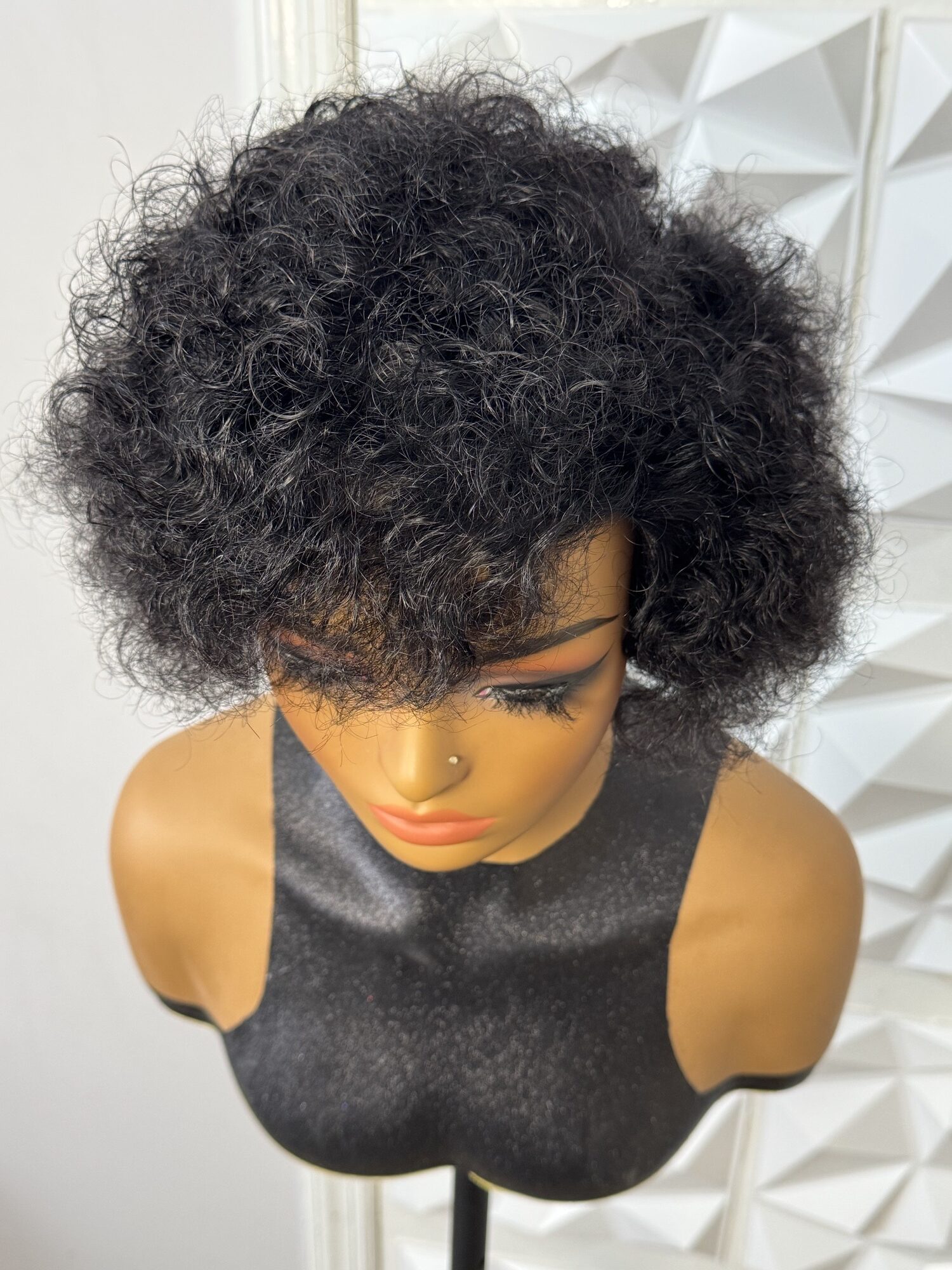 100% Human Hair Wig Short Jerry curl Glue-less wig