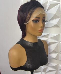 100% Human Hair Full Frontal Wig 8 inches - Tiwa wig color 99j with dark roots