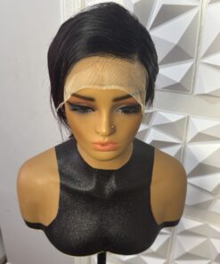 Alternative view of 100% Human Hair Full Frontal Wig 8 inches - Tiwa wig color 99j with dark roots