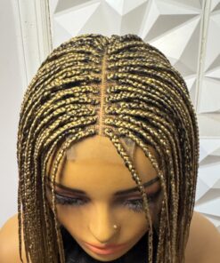 Alternative view of Handmade Honey Blonde Braided Glue-less 2X6 ClosureWig - 14 inches straight feathered Braids