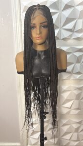 Full lace 40 inches Black Knotless Box Braided Wig , Realistic scalp with Baby Hair