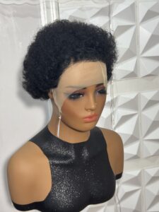 13x4 Full Frontal 100% Human Hair Jerry Curl Wig - Color Black