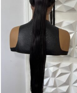 Alternative view of Handmade 360 Full Lace Ponytail Black Wig with side fringe | Pre-Styled Heat-safe Human Hair Blend