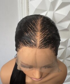 Alternative view of Handmade 360 Full Lace Ponytail Black Wig | Pre-Styled Heat-safe Human Hair Blend