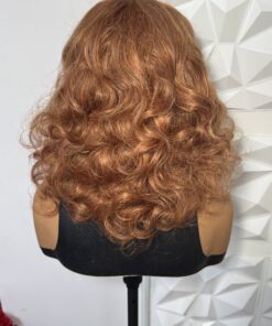 14 inches 5x5 Closure Curly Blend Wig - Bouncy, Heat-Safe Honey blonde