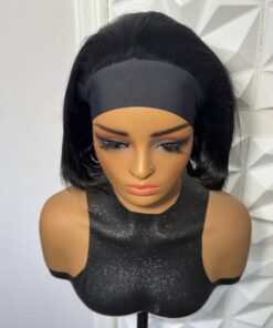10 inches 100% Human Hair Short Bob Headband Wig , Lightweight 5x5 closure