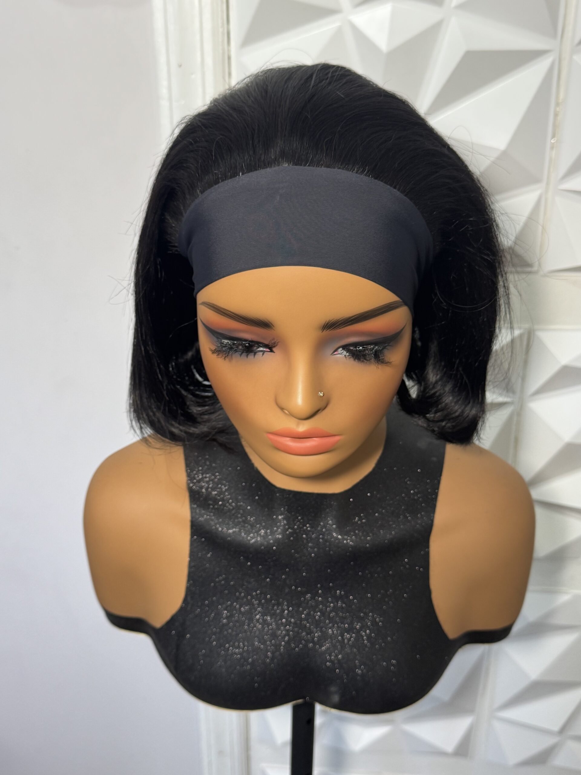 10 inches 100% Human Hair Short Bob Headband Wig , Lightweight 5x5 closure