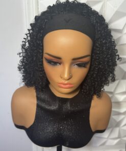 12 inch Curly Headband Blend Wig Black color